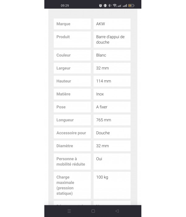 (V) Barre rabattable PMR - AKW neuf