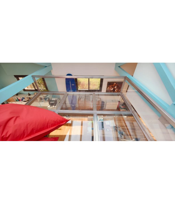 Mezzanine inox et verre 2.97 x 2.88 m
