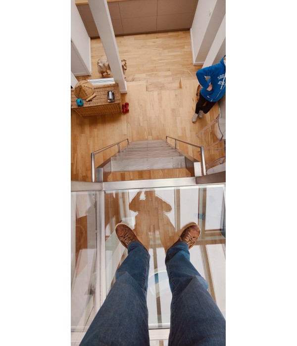 Mezzanine inox et verre 2.97 x 2.88 m