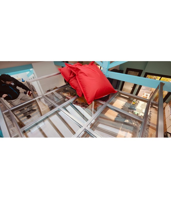 Mezzanine inox et verre 2.97 x 2.88 m