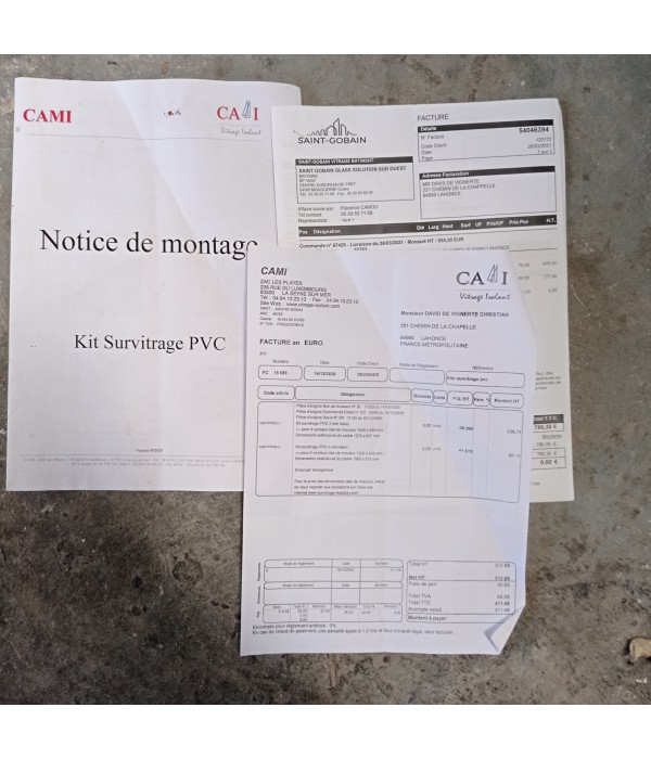 126 x 60 kit survitrage PVC neuf