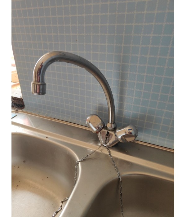 Evier inox + meuble rangement