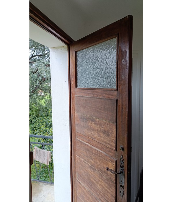 85x220 Porte d'entrée bois vitrée