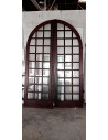Porte double bois cintrée simple vitrage 