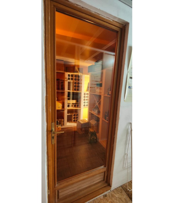 86x217 Porte bois ext vitrée