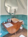 Meuble demi cercle bois + vasque