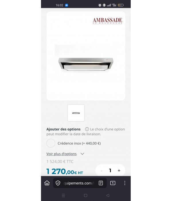 Hotte aspirante pro H1002 AMBASSADE 