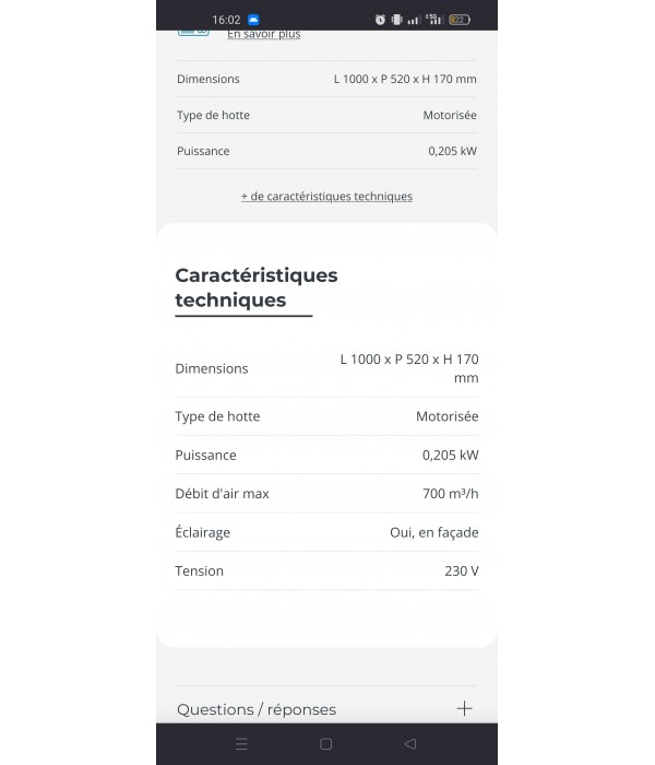 Hotte aspirante pro H1002 AMBASSADE 