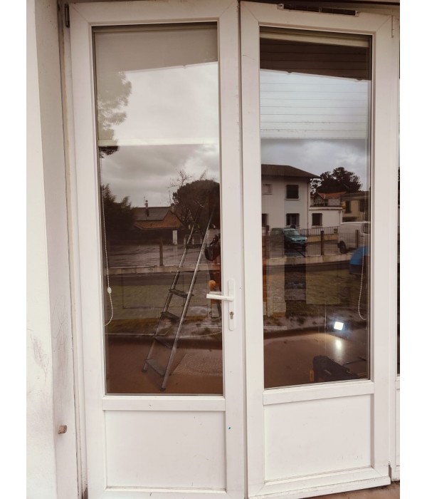 139x237 Porte vitrée PVC 2 vantaux