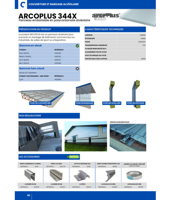 Plaque Polycarbonate 40mm emboitable...