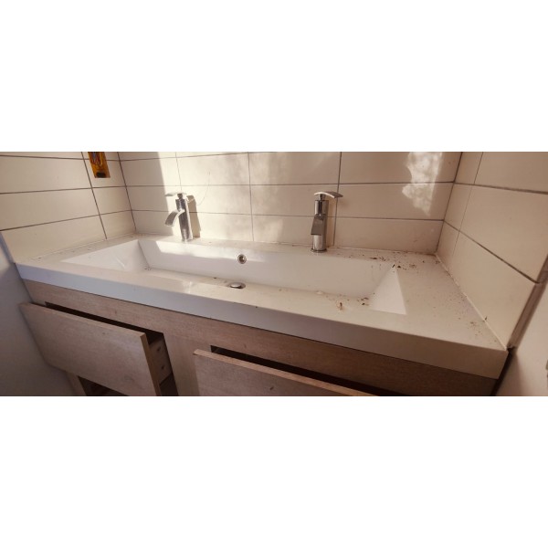 Lavabo double blanc résine