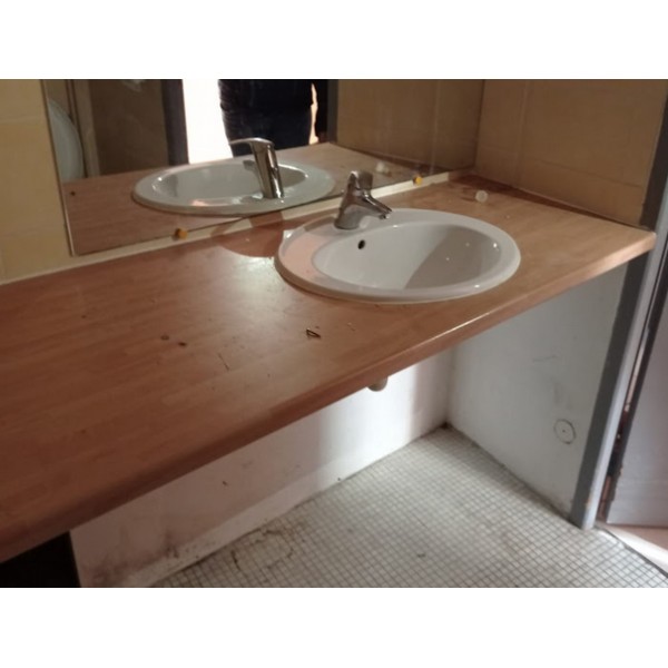 Planche bois + évier