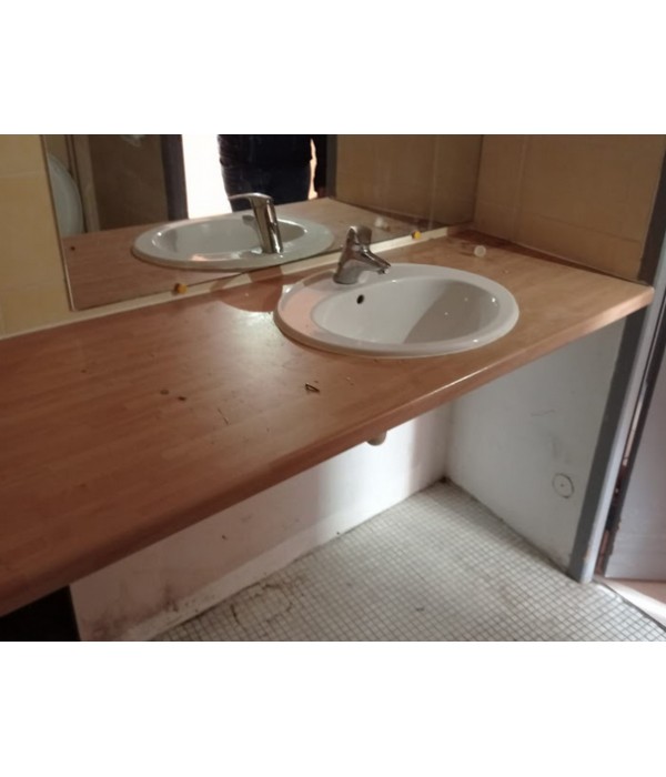 Planche bois + évier