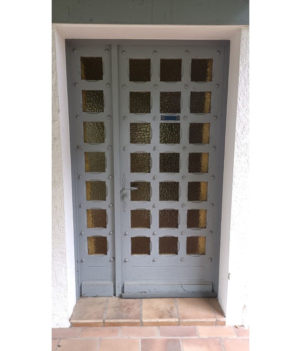 130x225 Porte d'entrée bois vitrée...