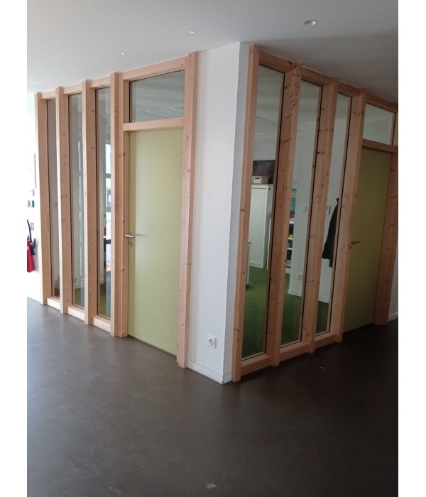 255x 250 Porte bois pleine + cloison...