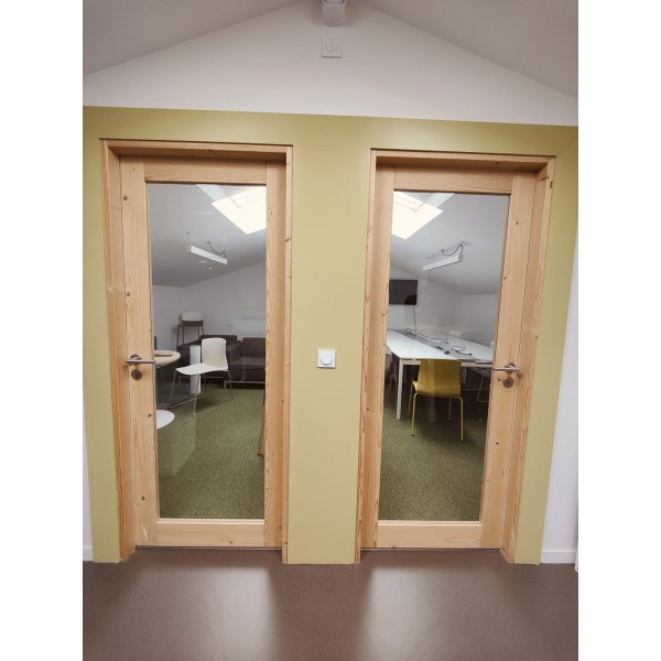 93x210 Porte bois vitrée