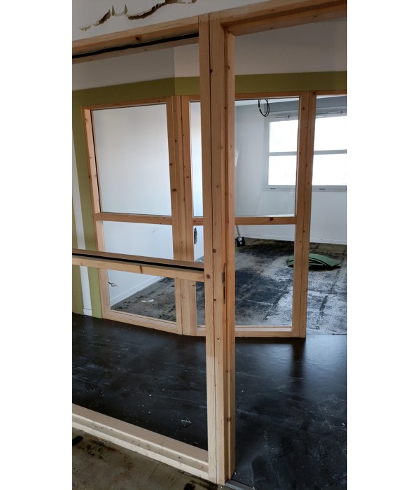 99x210 Cloison cadre bois vitrée
