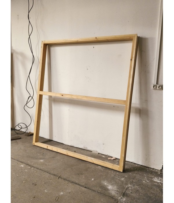 189x209 Cloison cadre bois vitrée