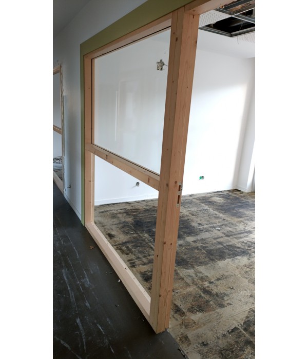166x210 Cloison cadre bois vitrée