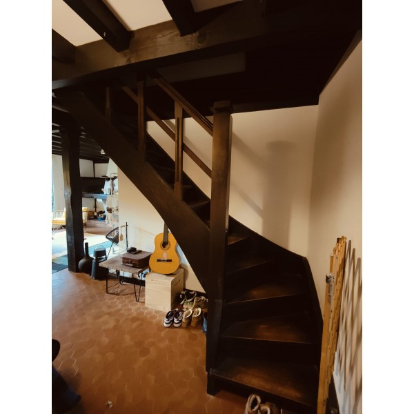 Escalier bois quart tournant