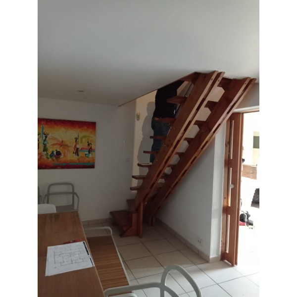 Escalier bois quart tournant