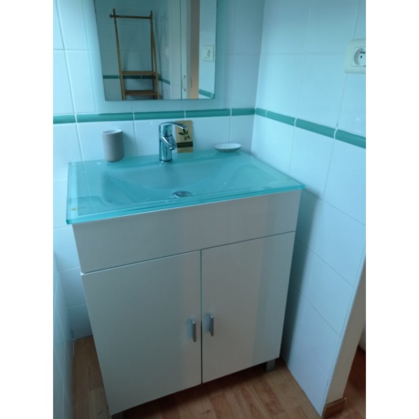 Meuble Sdb évier verre