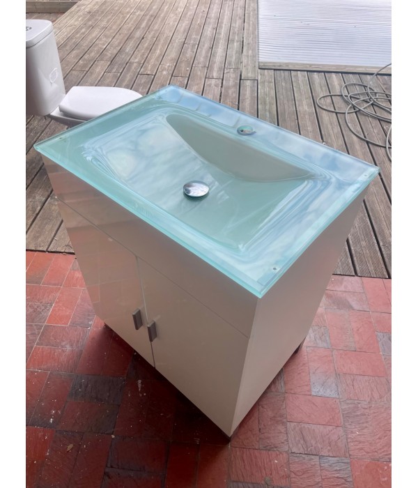Meuble Sdb évier verre (sans mitigeur)