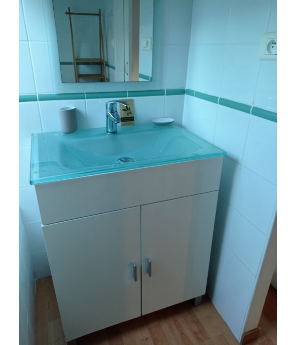 Meuble Sdb évier verre