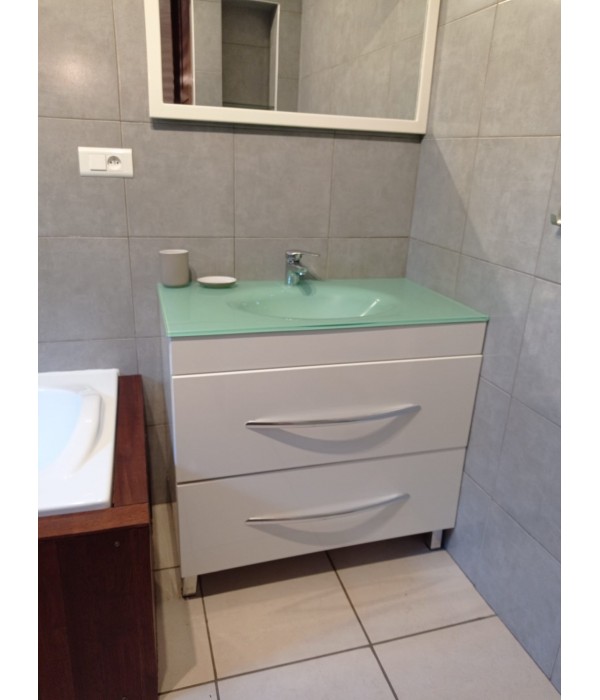 Meuble Sdb évier verre