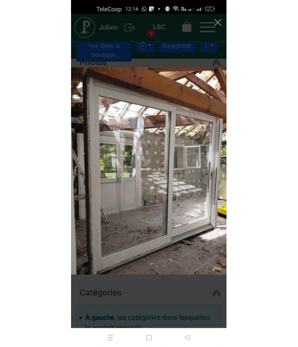 173x220 Baie coulissante + fixe BOIS...