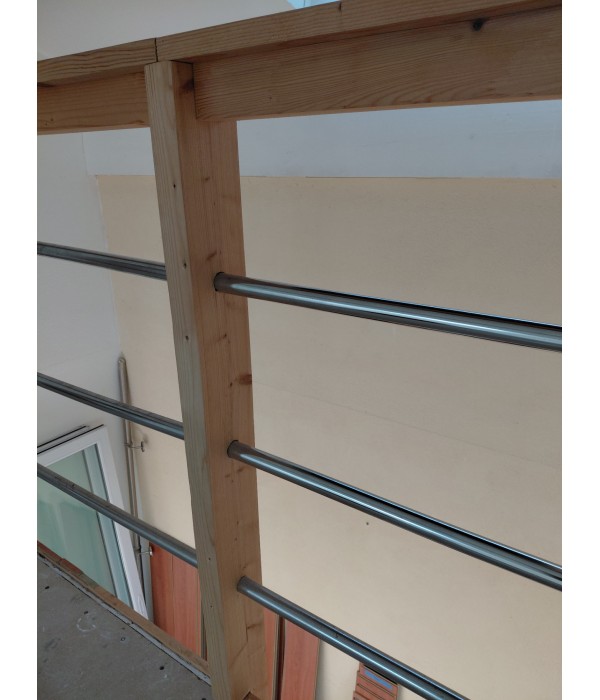 Garde corps bois et acier 390cm