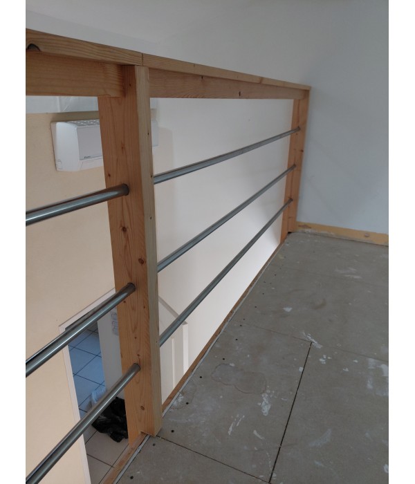 Garde corps bois et acier 390cm