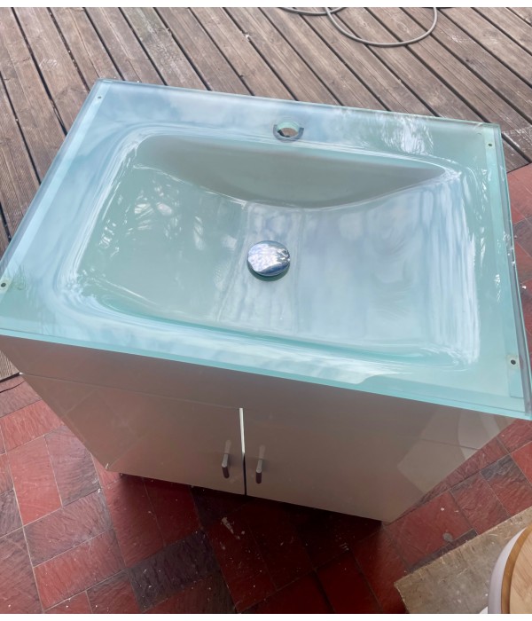 Meuble Sdb évier verre (sans mitigeur)