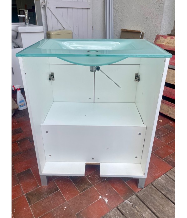 Meuble Sdb évier verre (sans mitigeur)